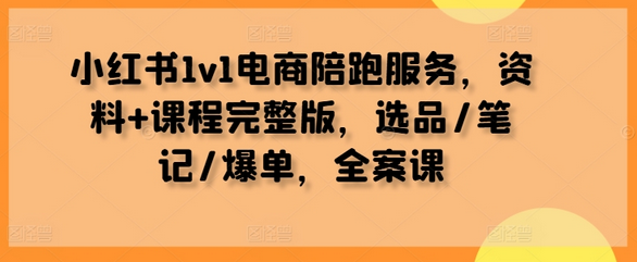 小红书1v1电商陪跑服务，资料+课程完整版，选品/笔记/爆单，全案课-菜菜资源汇-优质互联网资源分享