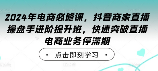 2024年电商必修课，抖音商家直播操盘手进阶提升班，快速突破直播电商业务停滞期-菜菜资源汇-优质互联网资源分享