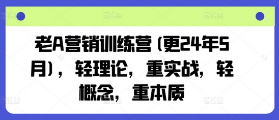 老A营销训练营(更24年9月)，轻理论，重实战，轻概念，重本质-菜菜资源汇-优质互联网资源分享