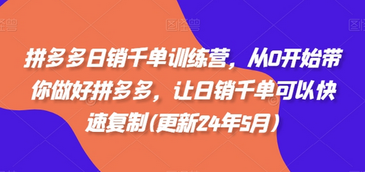 拼多多日销千单训练营，从0开始带你做好拼多多，让日销千单可以快速复制(更新24年8月)-菜菜资源汇-优质互联网资源分享