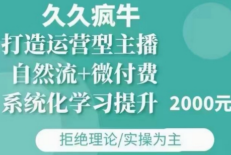 久久疯牛·自然流+微付费(12月23更新)打造运营型主播，包11月+12月-菜菜资源汇-优质互联网资源分享
