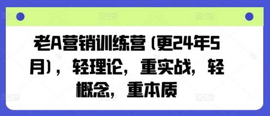 老A营销训练营(更24年12月)，轻理论，重实战，轻概念，重本质-菜菜资源汇-优质互联网资源分享
