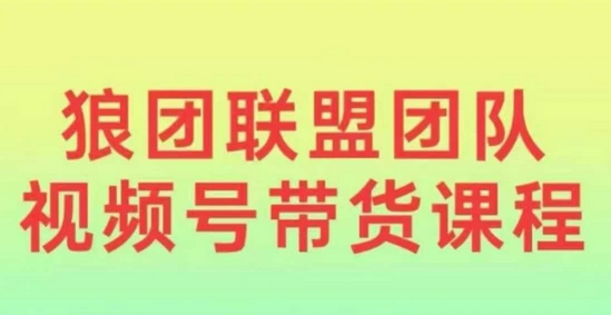 狼团联盟2024视频号带货，0基础小白快速入局视频号-菜菜资源汇-优质互联网资源分享