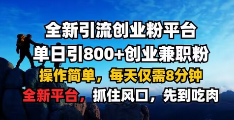 全新引流创业粉平台 单日引800+，创业兼职粉，操作简单，每天仅需8分钟-菜菜资源汇-优质互联网资源分享