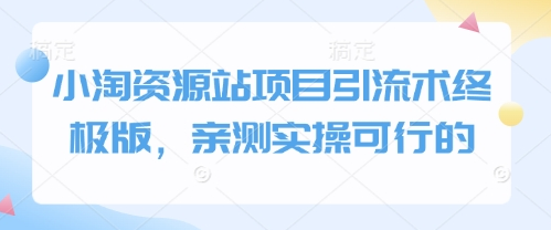 小淘资源站项目引流术终极版，亲测实操可行的-菜菜资源汇-优质互联网资源分享