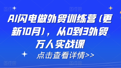 AI闪电做外贸训练营(更新25年1月)，从0到3外贸万人实战课-菜菜资源汇-优质互联网资源分享