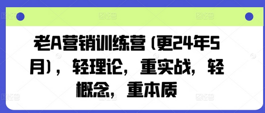 老A营销训练营(更25年1月)，轻理论，重实战，轻概念，重本质-菜菜资源汇-优质互联网资源分享
