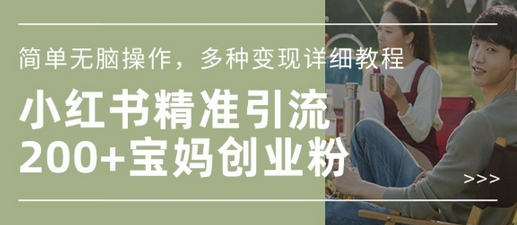 小红书混剪日引200+宝妈创业粉，简单无脑操作，多种变现详细教程-菜菜资源汇-优质互联网资源分享