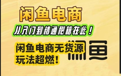 闲鱼电商实战课，从入门到精通秘籍在此，闲鱼电商无货源玩法超燃!-菜菜资源汇-优质互联网资源分享