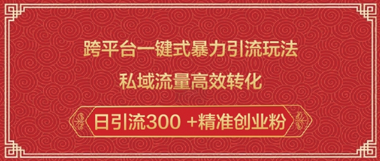 跨平台一键式暴力引流玩法，私域流量高效转化日引流300 +精准创业粉-菜菜资源汇-优质互联网资源分享