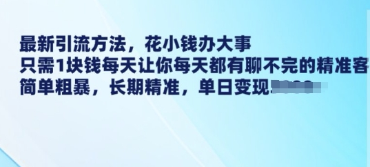 最新引流方法，花小钱办大事，只需1块钱每天让你每天都有聊不完的精准客户 简单粗暴，长期精准-菜菜资源汇-优质互联网资源分享