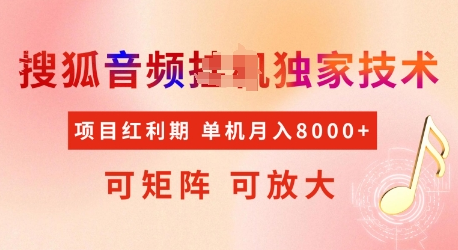 全网首发搜狐音频挂JI独家技术，项目红利期，可矩阵可放大，稳定月入8k-菜菜资源汇-优质互联网资源分享