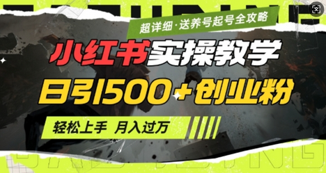 2月小红书最新日引500+创业粉实操教学【超详细】小白轻松上手，月入1W+，附小红书养号起号SOP-菜菜资源汇-优质互联网资源分享