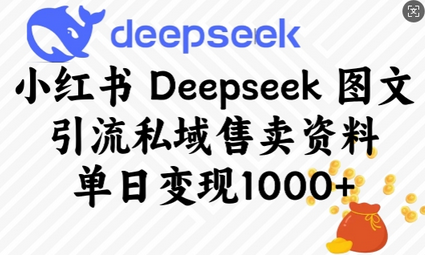 小红书Deepseek图文引流私域售卖资料，单日变现多张-菜菜资源汇-优质互联网资源分享