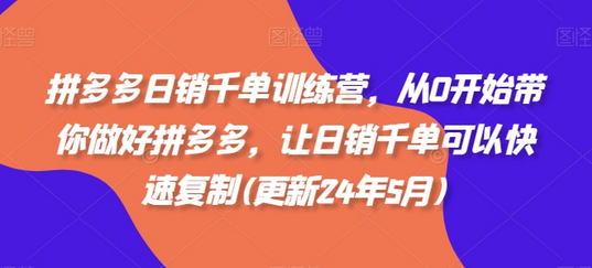 拼多多日销千单训练营，从0开始带你做好拼多多，让日销千单可以快速复制(更新25年2月)-菜菜资源汇-优质互联网资源分享