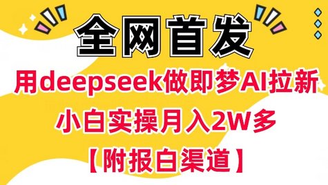 用deepseek做即梦Ai拉新 小白实操月入过W+【附报白渠道】-菜菜资源汇-优质互联网资源分享