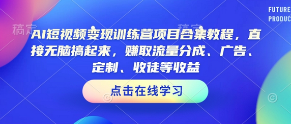 AI短视频变现训练营项目合集教程，直接无脑搞起来，赚取流量分成、广告、定制、收徒等收益（0302更新）-菜菜资源汇-优质互联网资源分享