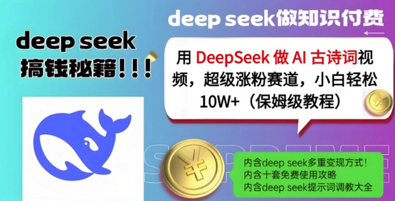 用DeepSeek做AI古诗词视频，超级涨粉赛道，小白轻松涨粉10W+(保姆级教程)-菜菜资源汇-优质互联网资源分享