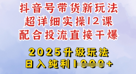 2025全新升级抖音带货玩法，一天纯利四位数，从剪辑到选品再到发布投流，超详细玩法揭秘-菜菜资源汇-优质互联网资源分享