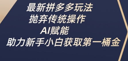 最新拼多多玩法，抛弃传统操作，AI赋能，助力新手小白获取第一桶金-菜菜资源汇-优质互联网资源分享