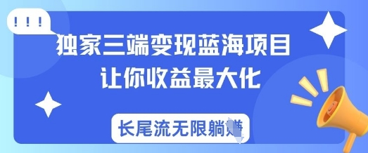 独家三端变现蓝海项目，让你收益最大化，长尾流无限躺挣-菜菜资源汇-优质互联网资源分享