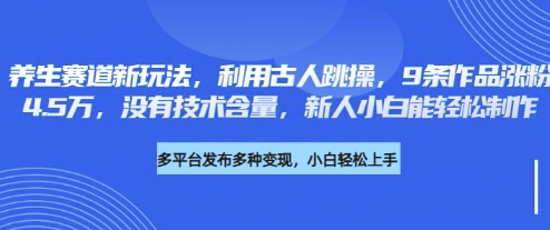 养生赛道新玩法，利用古人跳操，9条作品涨粉4.5W，没有技术含量，新人小白能轻松制作-菜菜资源汇-优质互联网资源分享