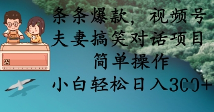 条条爆款，视频号夫妻搞笑对话项目，简单操作，小白轻松日入3张+-菜菜资源汇-优质互联网资源分享