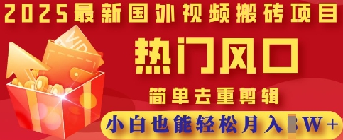 2025最新视频搬砖项目，热门风口，简单去重剪辑，小白也能轻松月入过W-菜菜资源汇-优质互联网资源分享