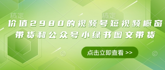 价值2980的视频号短视频橱窗带货和公众号小绿书图文带货-菜菜资源汇-优质互联网资源分享