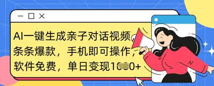 AI一键生成亲子对话视频，条条爆款，一部手机即可操作，单日变现数张-菜菜资源汇-优质互联网资源分享