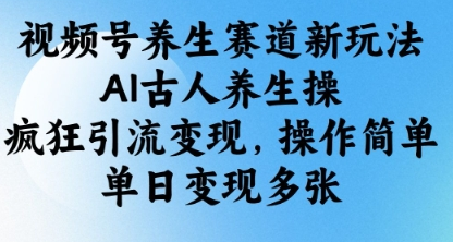 视频号养生赛道新玩法，AI古人养生操，疯狂引流变现，操作简单，单日变现多张-菜菜资源汇-优质互联网资源分享