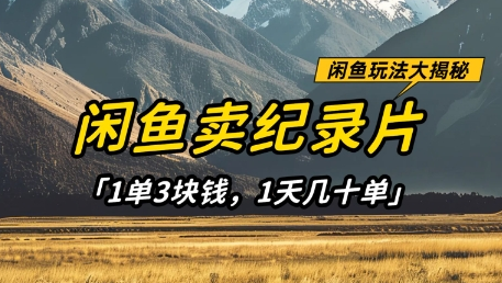 闲鱼卖纪录片1单3块钱，1天几十单，项目稳定有潜力-菜菜资源汇-优质互联网资源分享