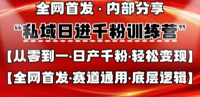 私域日进千粉训练营，全网首发，从0开始带你做好私域，适用于任何赛道，让日产千粉不再是梦-菜菜资源汇-优质互联网资源分享