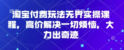 淘宝付费玩法无界实操课程，高价解决一切烦恼，大力出奇迹-菜菜资源汇-优质互联网资源分享