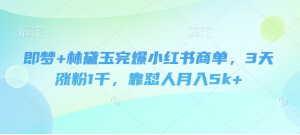 即梦+林黛玉完爆小红书商单，3天涨粉1千，靠怼人月入5k+-菜菜资源汇-优质互联网资源分享