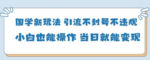 国学新玩法，引流不封号不违规小白也能操作，当日就能变现-菜菜资源汇-优质互联网资源分享