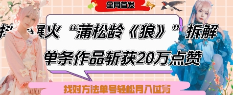 爆火“蒲松龄《狼》”实战拆解，仅6条作品涨粉24W，单条作品收获20W点赞，找对方法轻松起号月入过W-菜菜资源汇-优质互联网资源分享