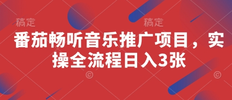 番茄畅听音乐推广项目，实操全流程日入3张-菜菜资源汇-优质互联网资源分享