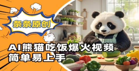 Ai熊猫吃饭爆火视频，条条原创，简单易上手-菜菜资源汇-优质互联网资源分享