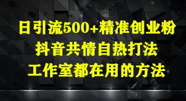 日引流500+精准创业粉，抖音共情自热打法，工作室都在用的方法-菜菜资源汇-优质互联网资源分享