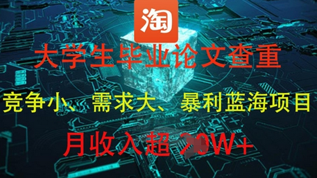 大学生毕业论文查重，暴利蓝海项目，月收入过1W+-菜菜资源汇-优质互联网资源分享